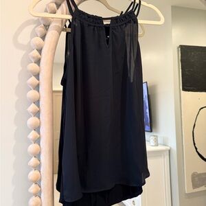 Black Sleeveless Strappy Chiffon Tank Top